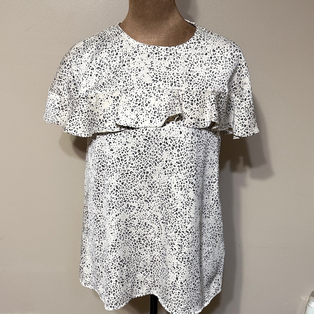 ANTONIO MELANI White and Black Patterned Blouse